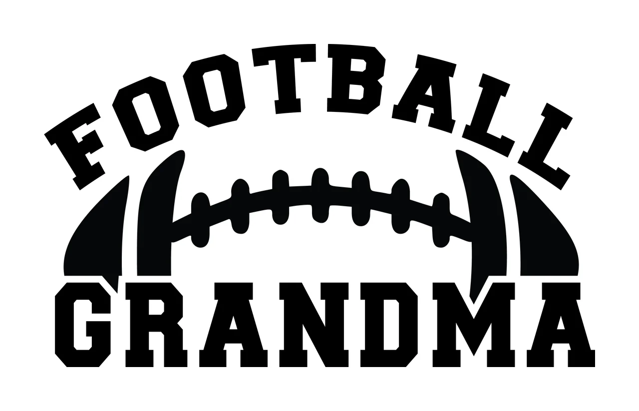 Football Grandma Typography With Stylized Black Shape Center sports