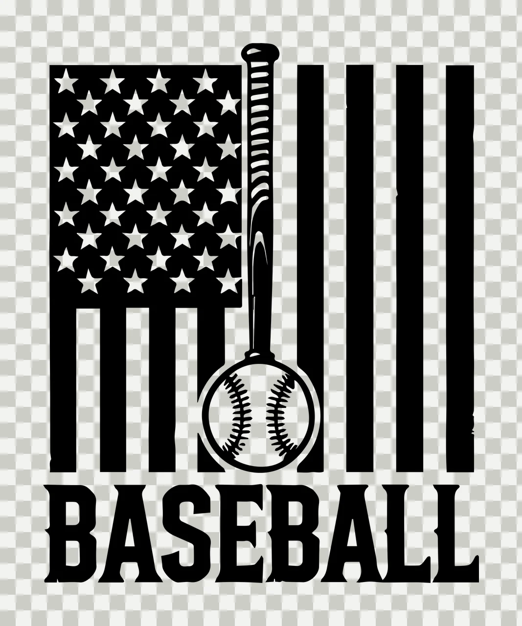 Baseball Flag Text With Pattern design bat typographic black transparency and detail preview thumbnail