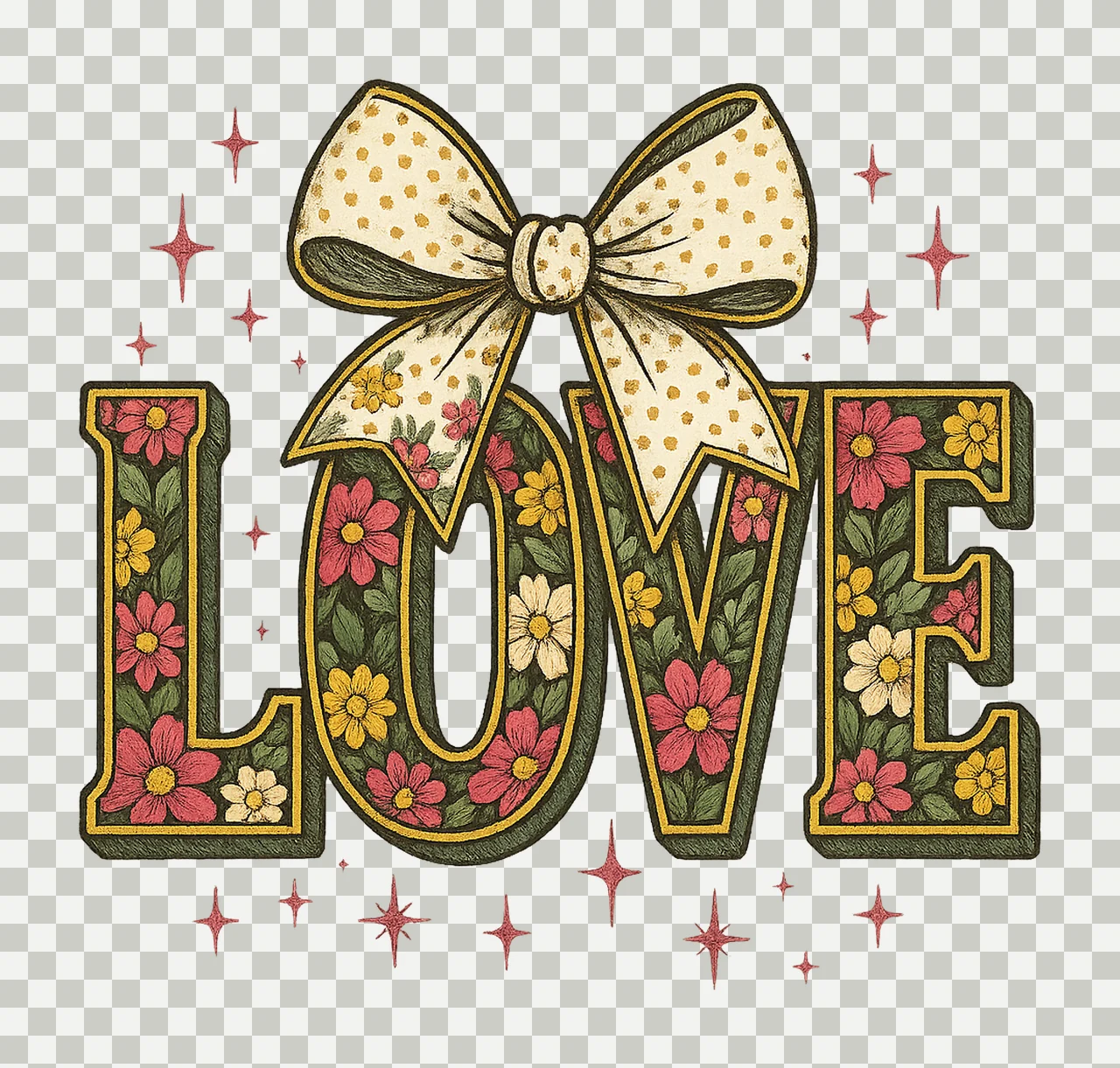Pink Glitter Valentines Day Retro Valentine Coquette Bow transparency and detail preview thumbnail
