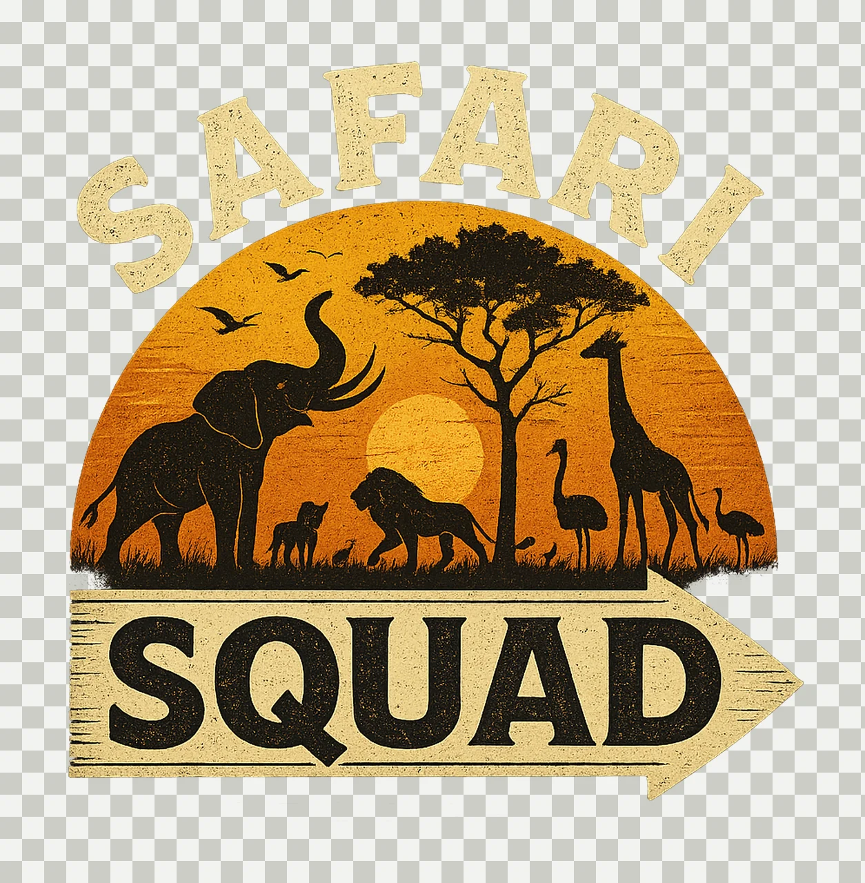 Safari Animal Hand Drawn Africa Wildlife Artwork Sublimation transparency and detail preview thumbnail