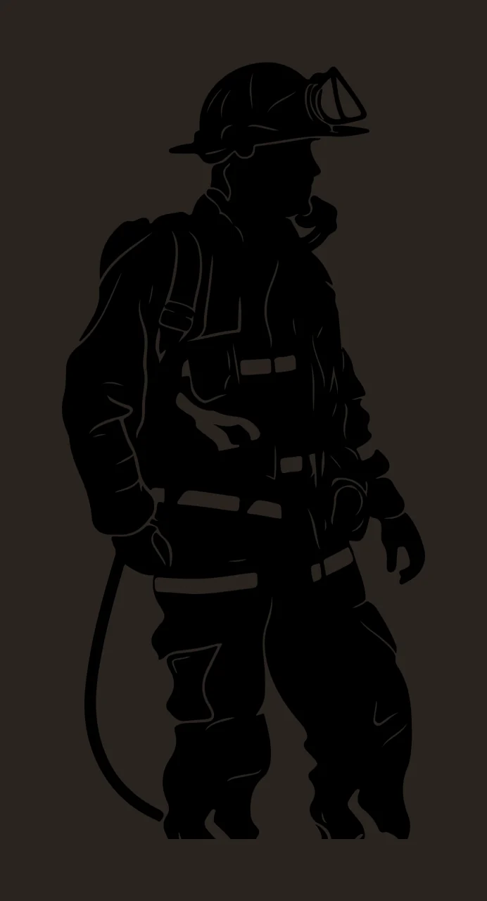Firefighter Silhouette Wearing Protective Gear standing helmet contrast preview thumbnail