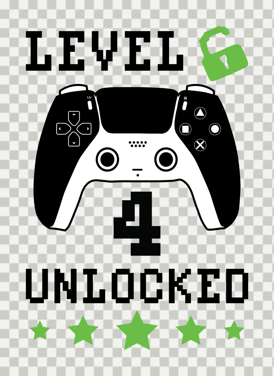 Level 6 4 Unlocked Gaming Controller Graphic locked lock stars transparency and detail preview thumbnail