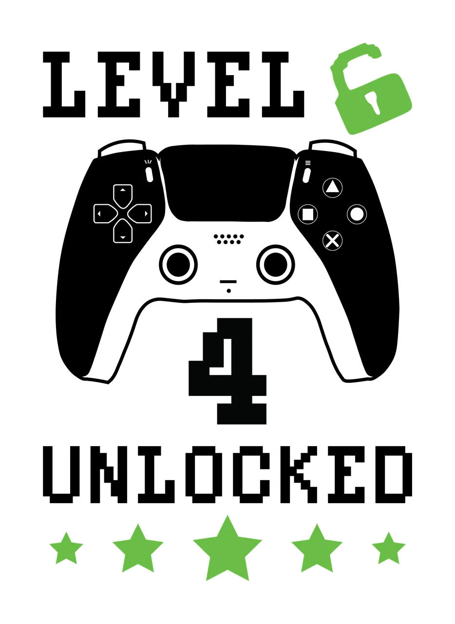 Level 6 4 Unlocked Gaming Controller Graphic locked lock stars