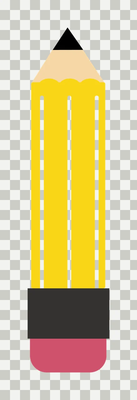 School Yellow Pencil With Pink Eraser transparency and detail preview thumbnail
