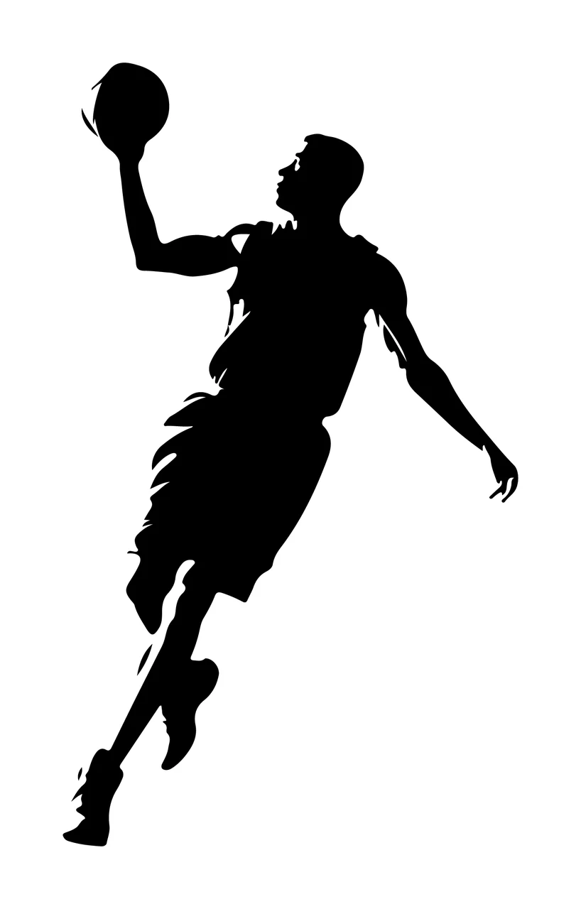 Ball Basketball Player Silhouette Reaching Up With One Person