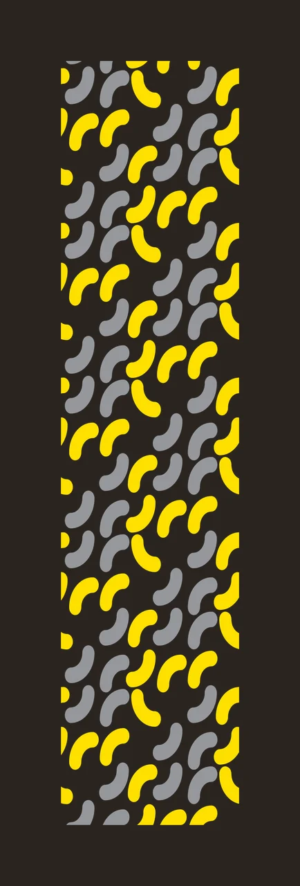 Abstract pattern with curved bean shapes yellow shapes grey shapes and minimalist in white contrast preview thumbnail