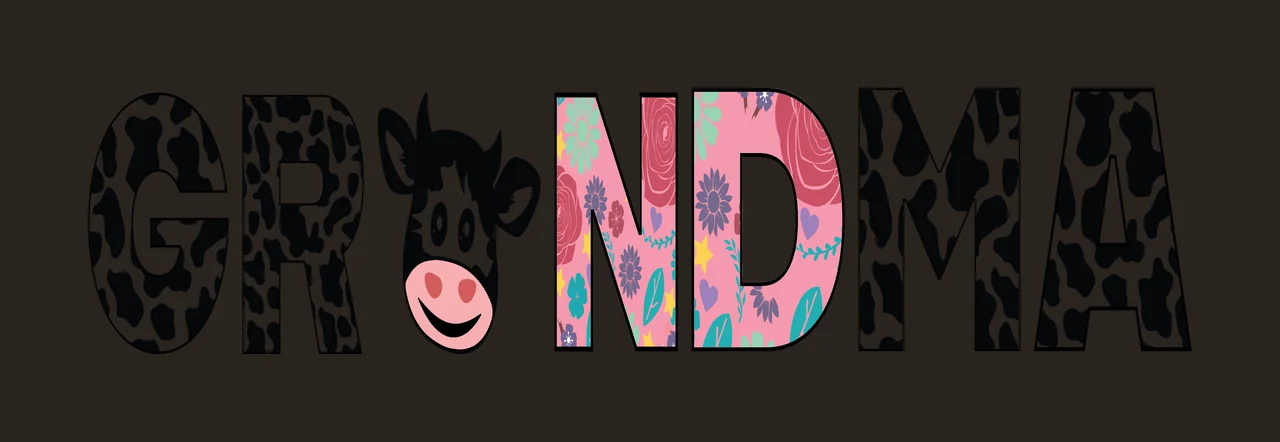 Grandma Text With Animal Head Graphic displaying letter silhouette contrast preview thumbnail