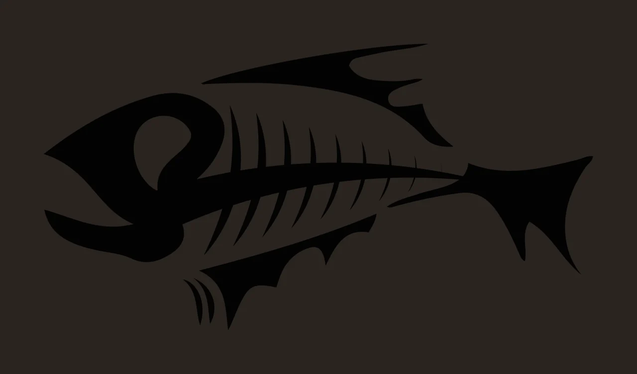 Bones Stylized Black And White Fish Skeleton Silhouette Floating contrast preview thumbnail