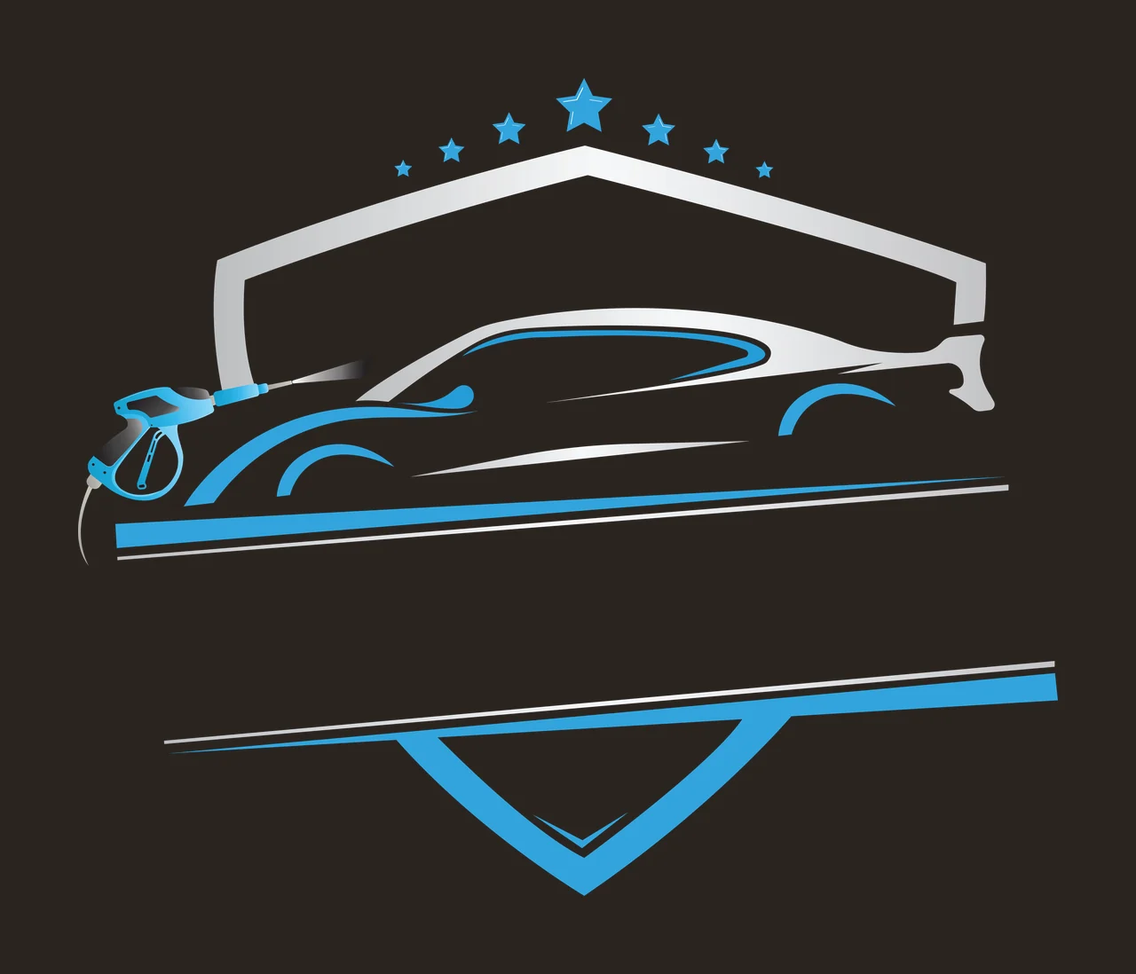 Logo Car Silhouette Inside A Shield With Stars spray nozzle contrast preview thumbnail