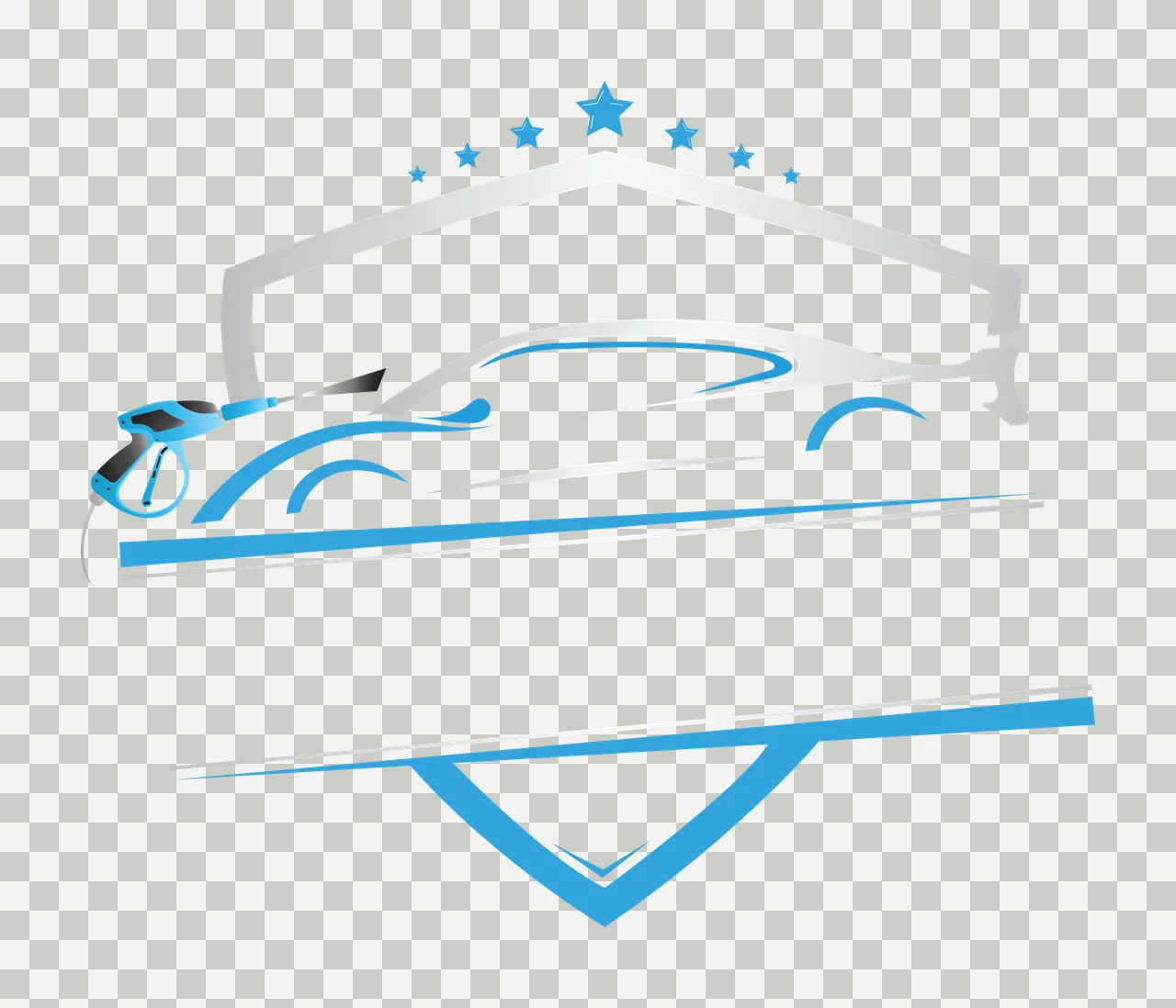 Logo Car Silhouette Inside A Shield With Stars spray nozzle transparency and detail preview thumbnail
