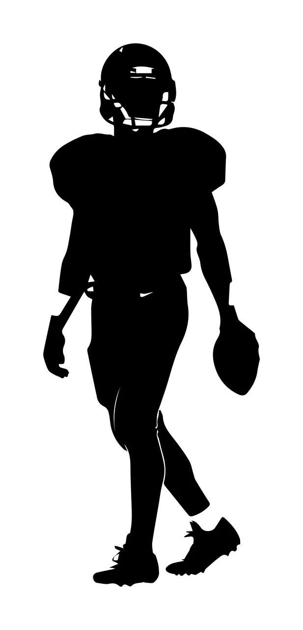 Football Player Black Silhouette Of A Sports Holding standing