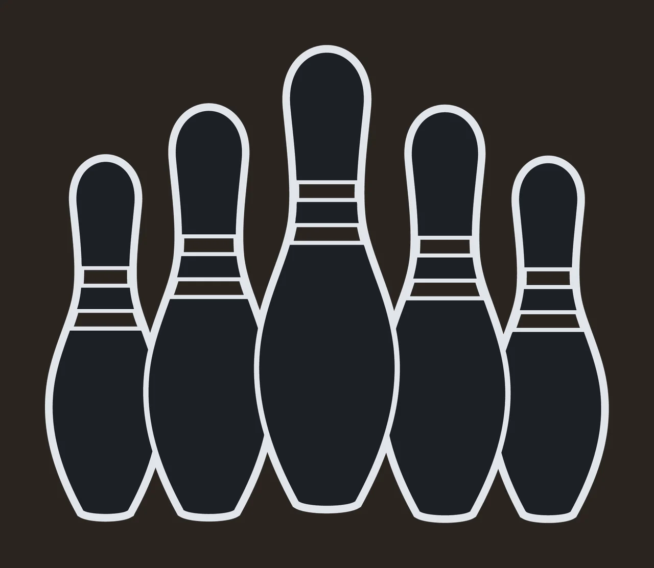 Bowling Five Black Pins Arranged In A Symmetrical standing contrast preview thumbnail