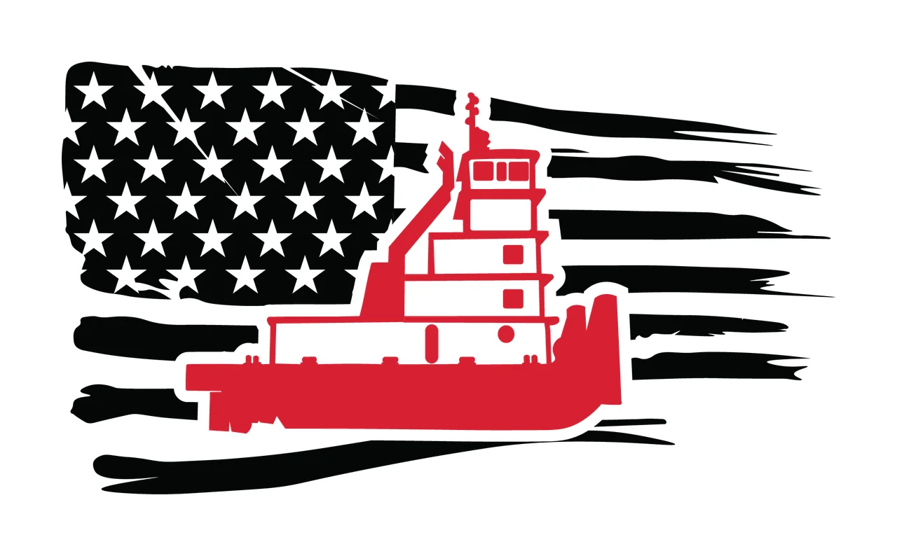 Can Glass Wrap Tugboat Graphic With Distressed Flag