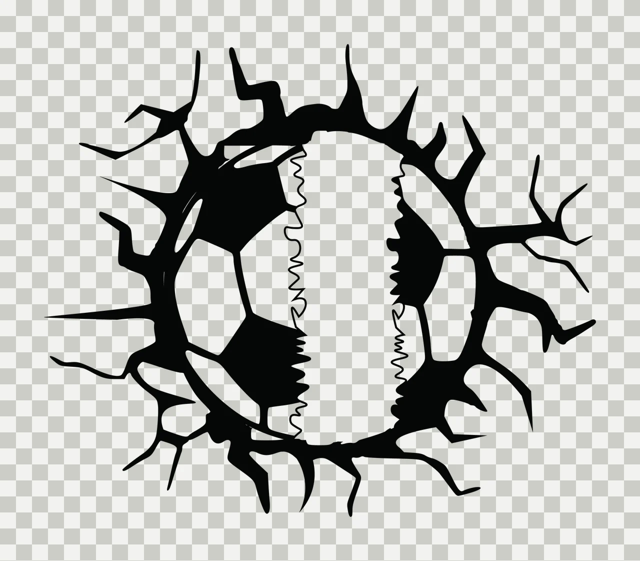 Soccer Ball Silhouette Breaking Through A Cracked Wall cracks transparency and detail preview thumbnail