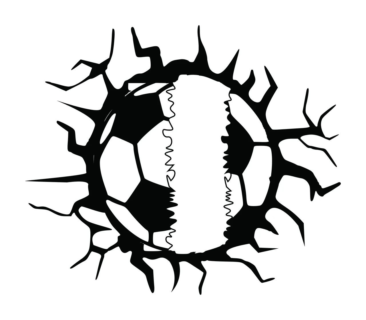Soccer Ball Silhouette Breaking Through A Cracked Wall cracks