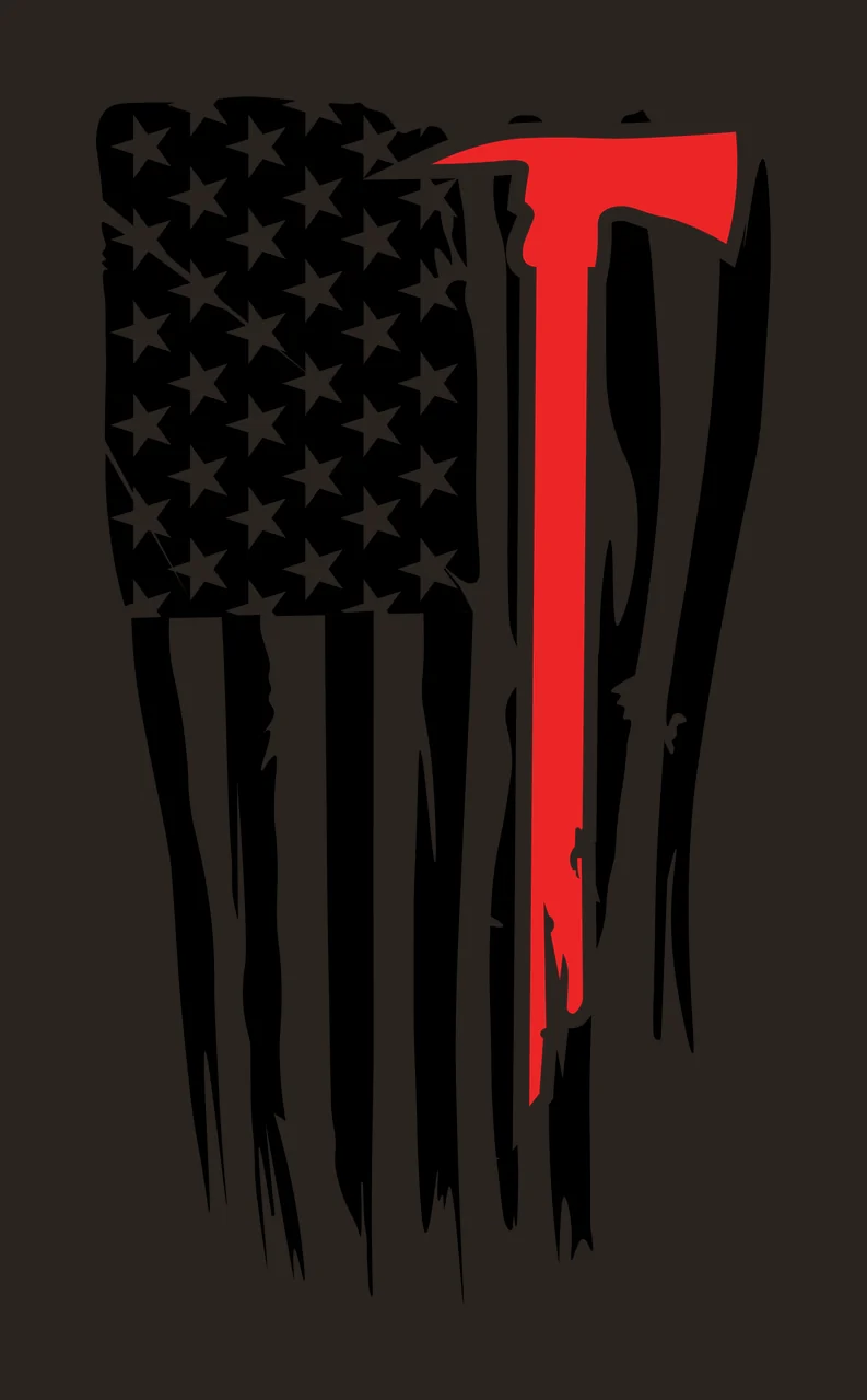 Flag Silhouette With Firefighter Axe stars stripes distressed contrast preview thumbnail