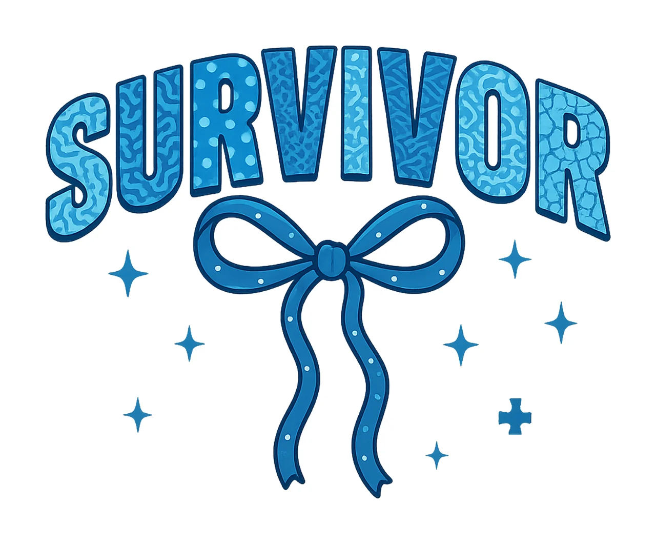 Awareness Ribbon Supportive With Stars And Cross blue