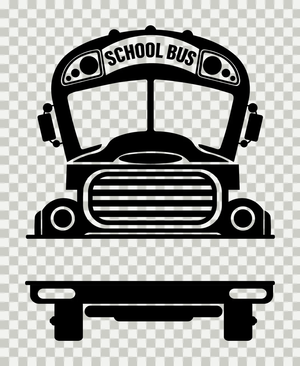 School Bus Facing Forward With Headlights And Grille transparency and detail preview thumbnail