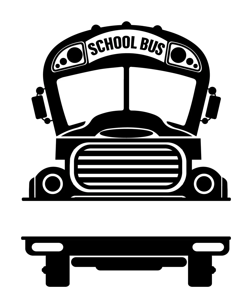 School Bus Facing Forward With Headlights And Grille