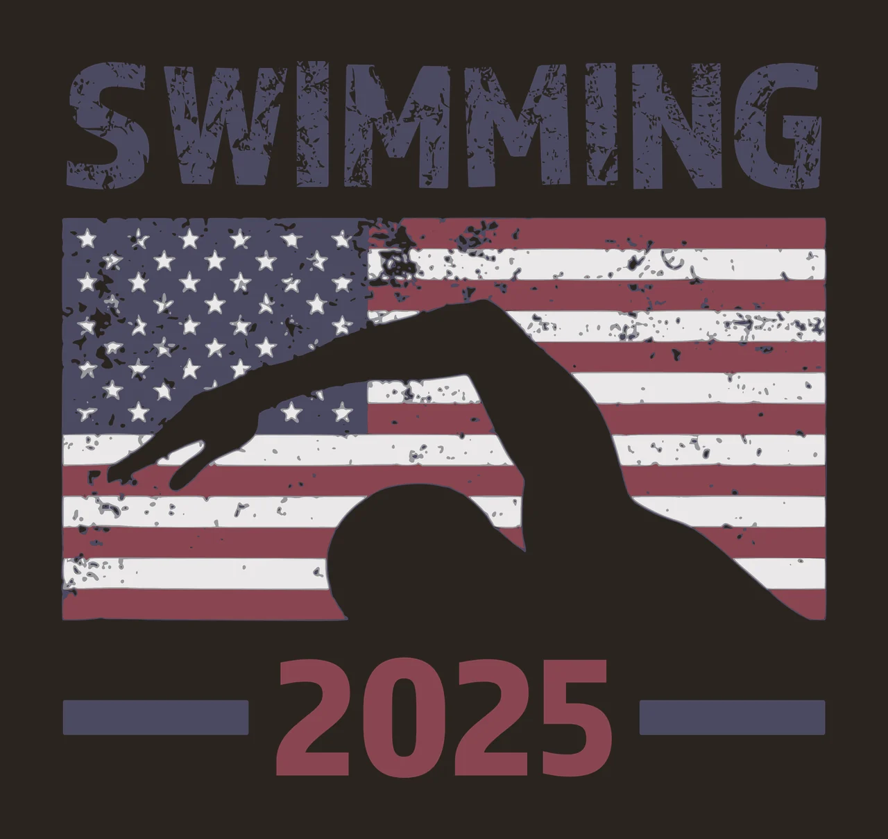 Swimming Flag Swimming 2025 Graphic With Pattern swimmer distressed contrast preview thumbnail