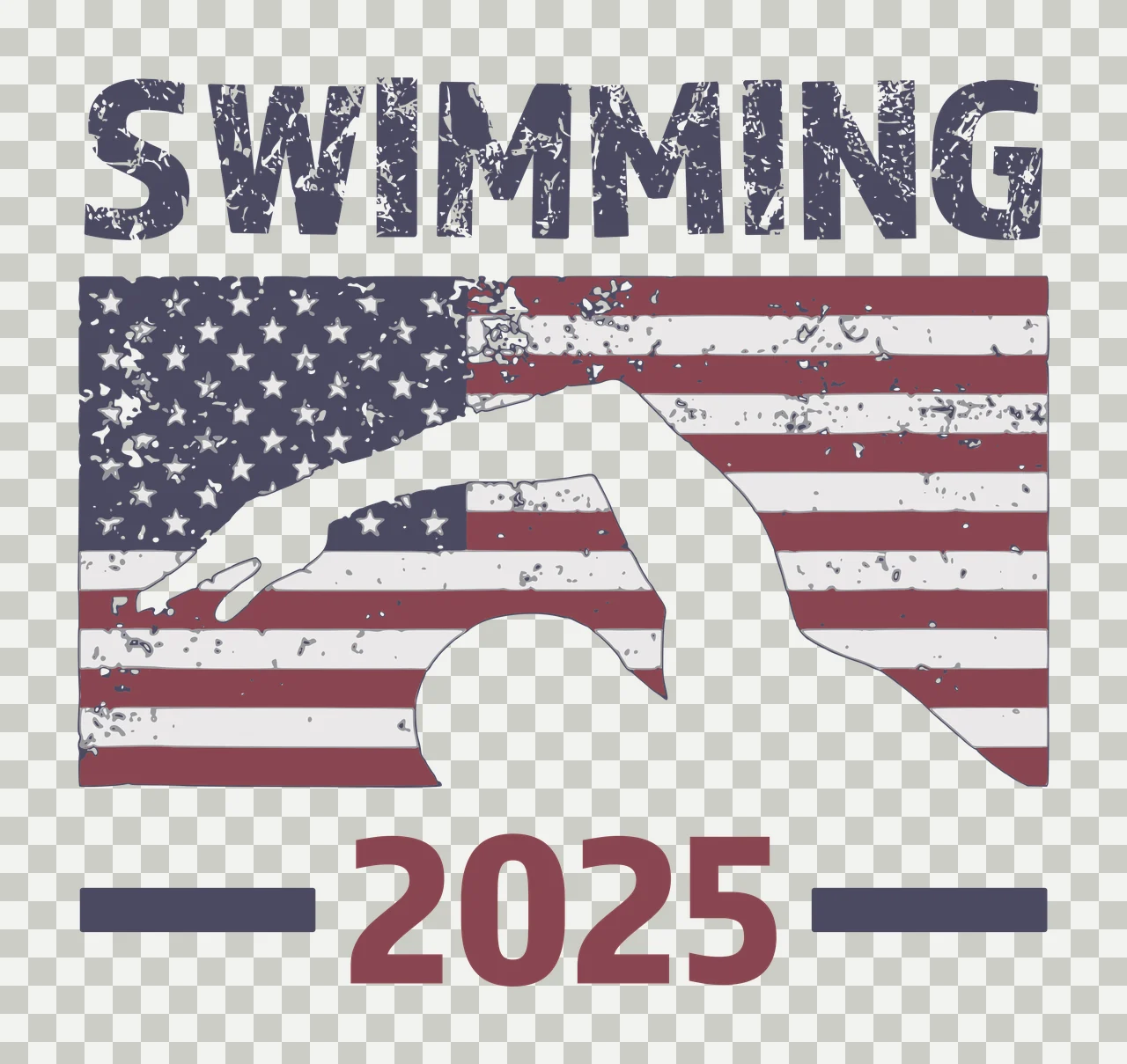 Swimming Flag Swimming 2025 Graphic With Pattern swimmer distressed transparency and detail preview thumbnail