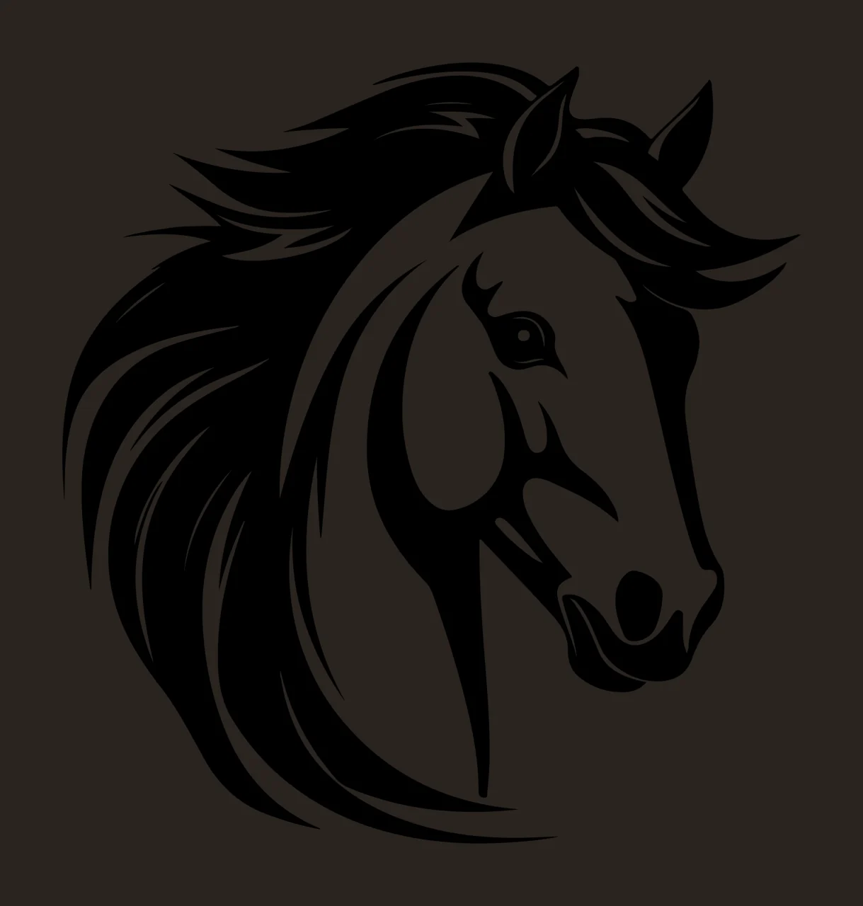 Horse Head With Animal And Silhouette In Black contrast preview thumbnail