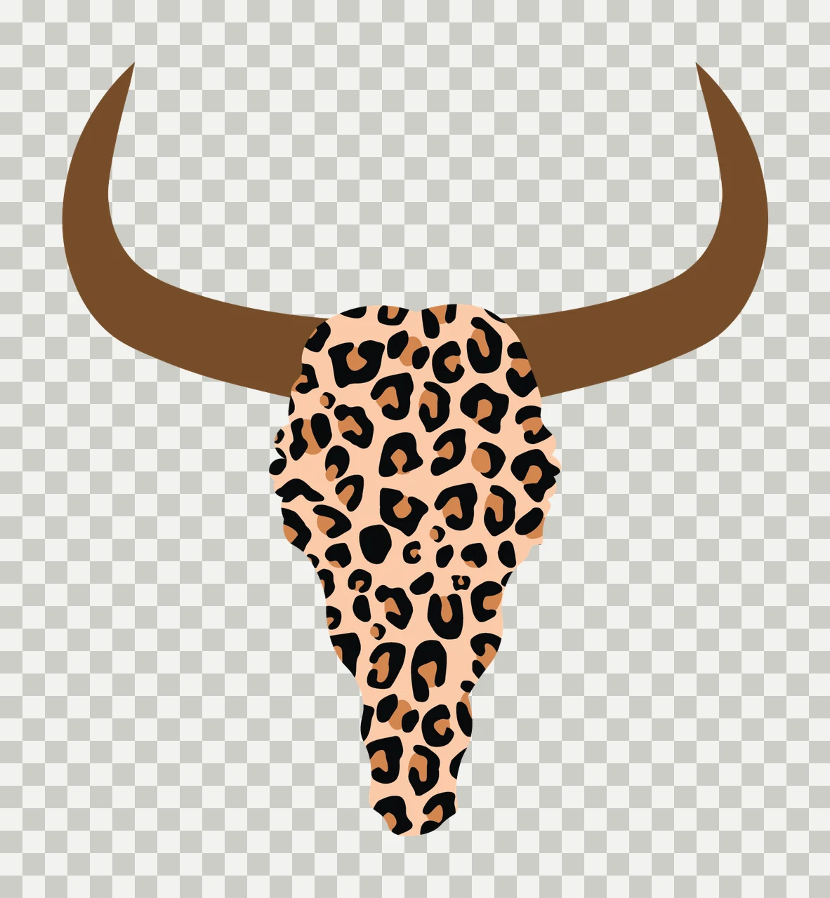 Bovine Skull With Spotted Pattern horns spots silhouette black transparency and detail preview thumbnail
