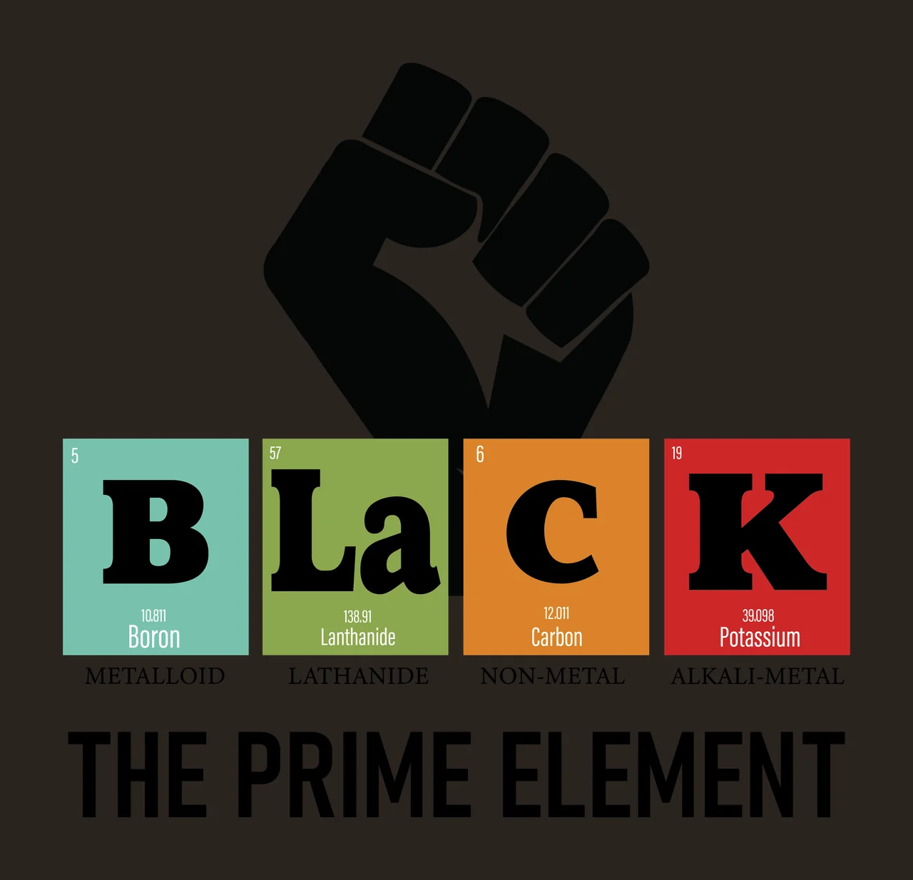 Black Prime Element Raised Fist Design upraised rectangles contrast preview thumbnail