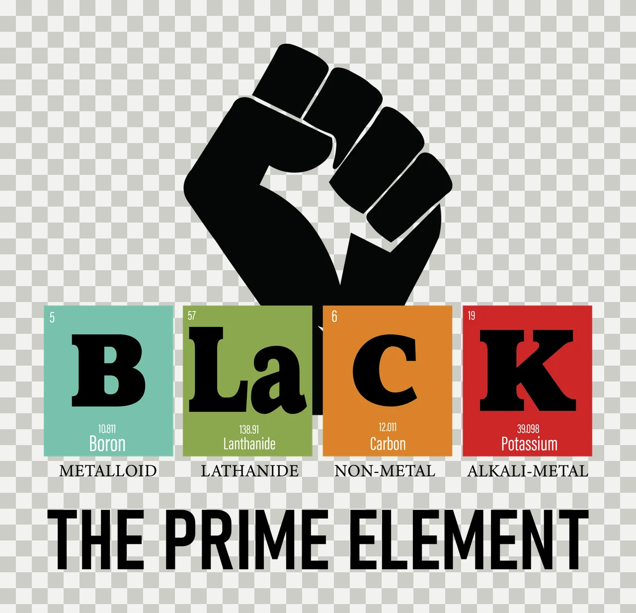 Black Prime Element Raised Fist Design upraised rectangles transparency and detail preview thumbnail