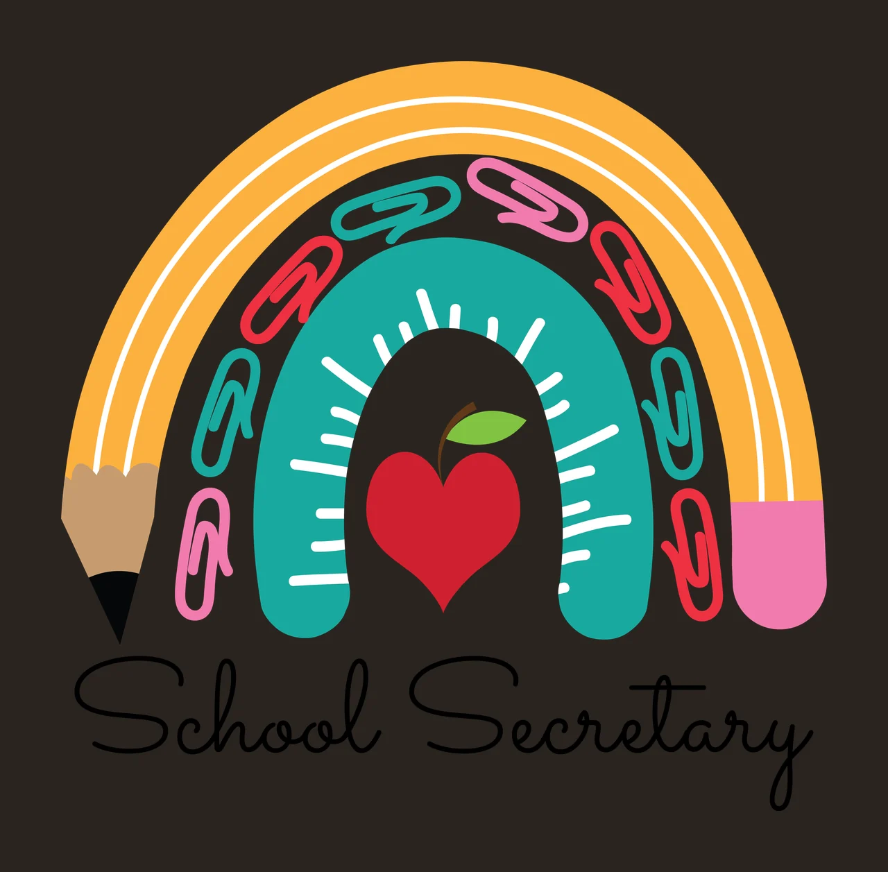 School Secretary Rainbow Paperclip Graphic heart minimalist contrast preview thumbnail