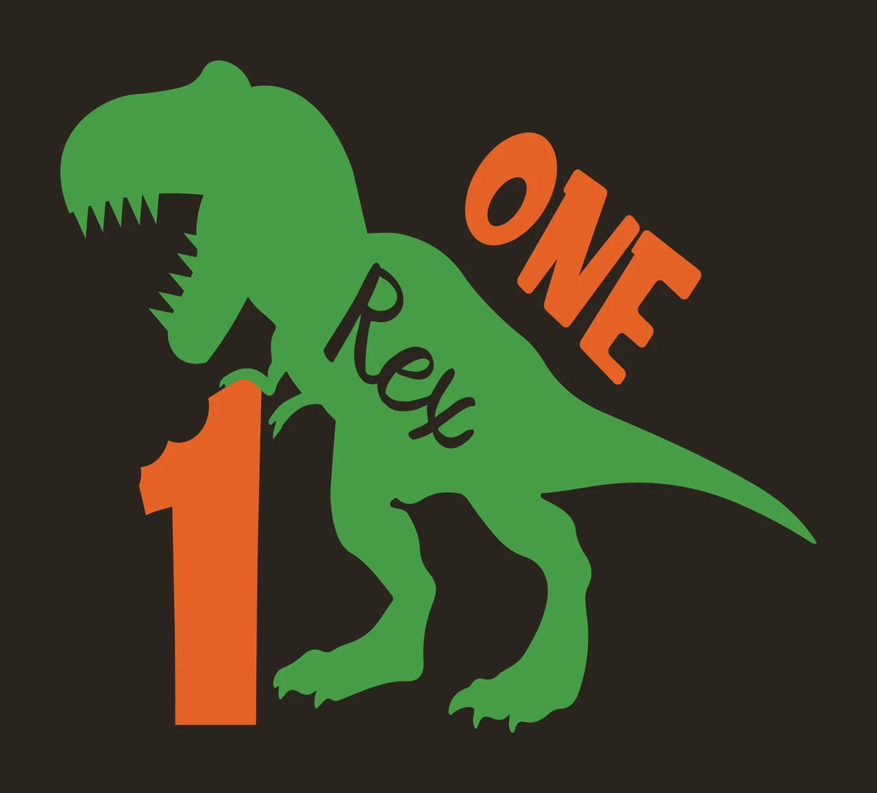 Birthday Rex One 1 Dinosaur Silhouette standing number black contrast preview thumbnail