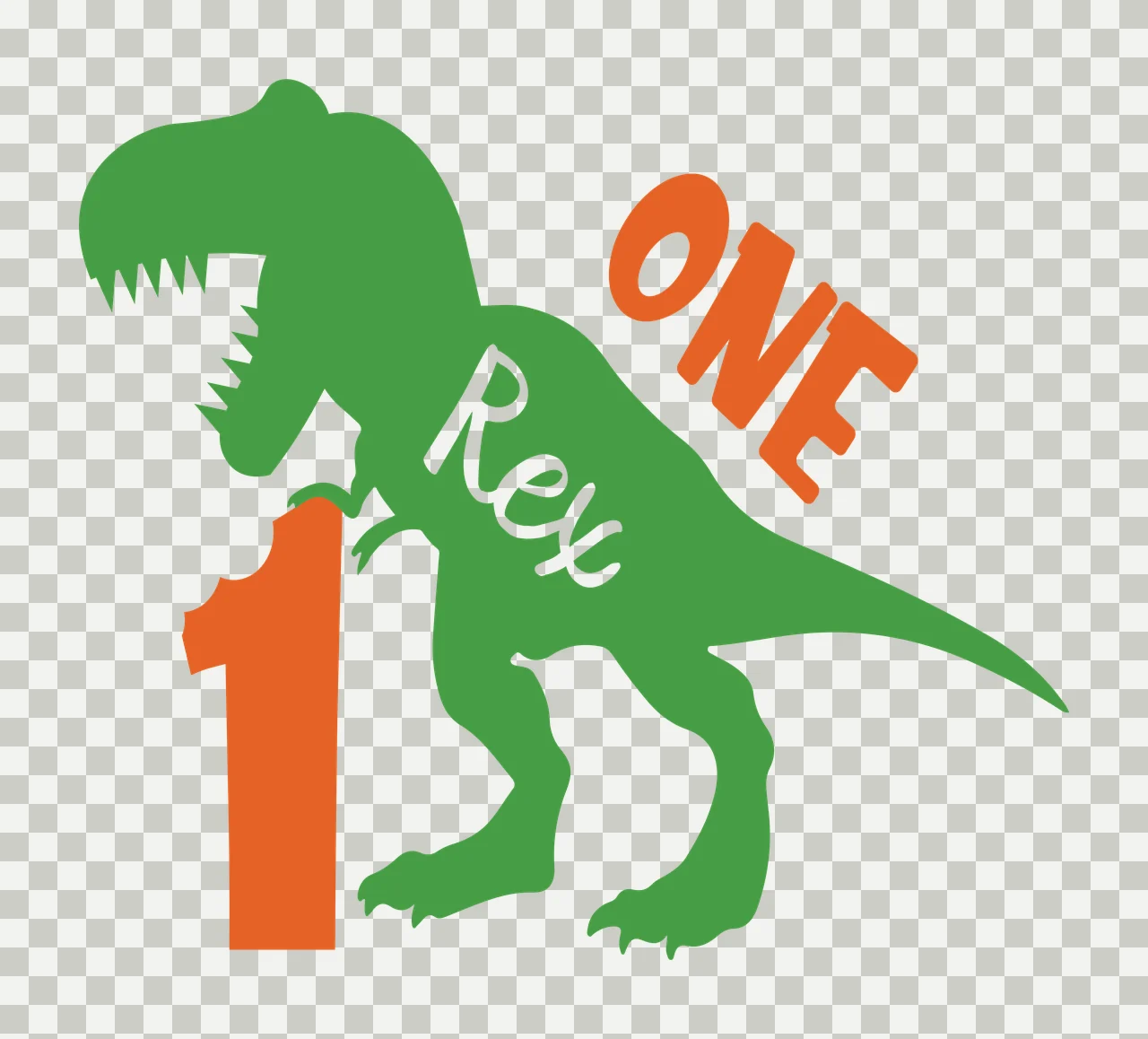 Birthday Rex One 1 Dinosaur Silhouette standing number black transparency and detail preview thumbnail
