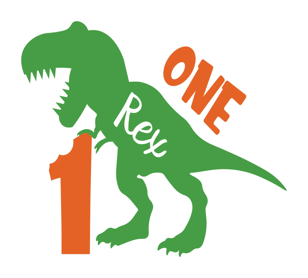 Birthday Rex One 1 Dinosaur Silhouette standing number black