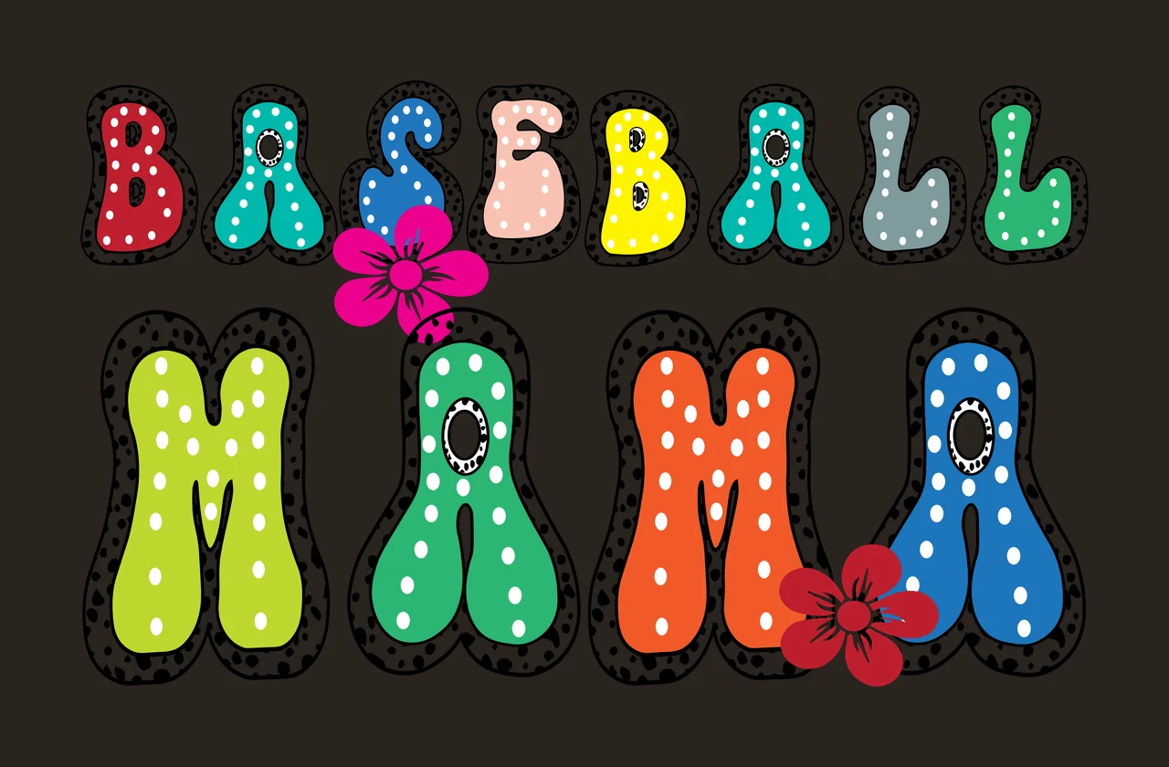Baseball Mama Retro Rounded Typography Design Stylize Flower contrast preview thumbnail
