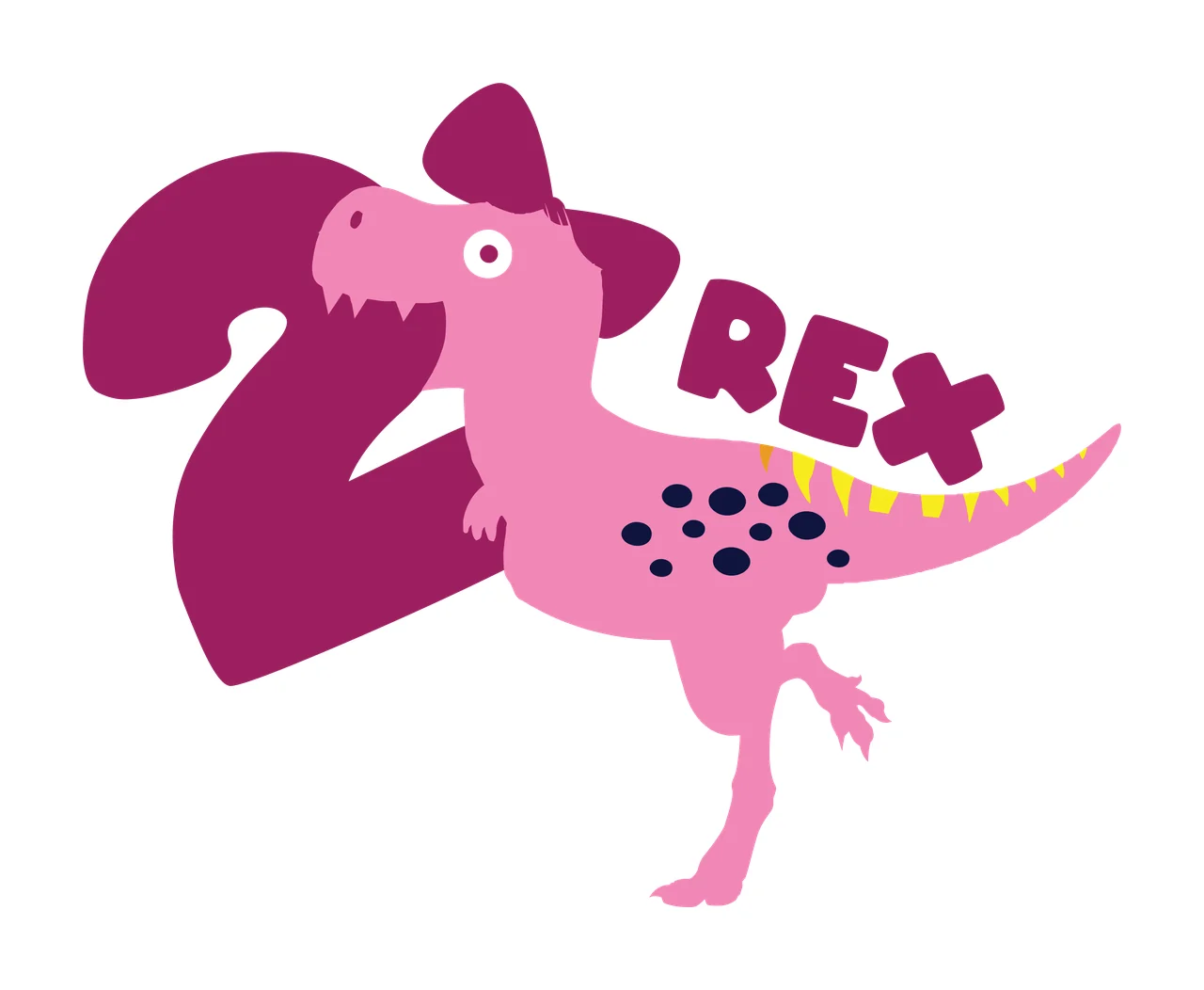 Dinosaur Rex Silhouette With Number Two standing black white