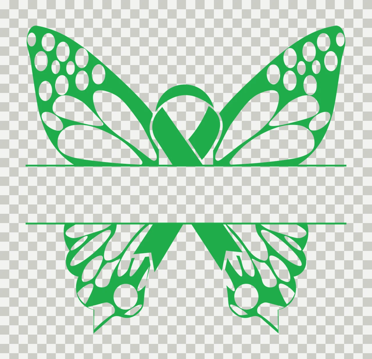 Awareness Ribbon And Butterfly Wing Silhouette stationary wings transparency and detail preview thumbnail