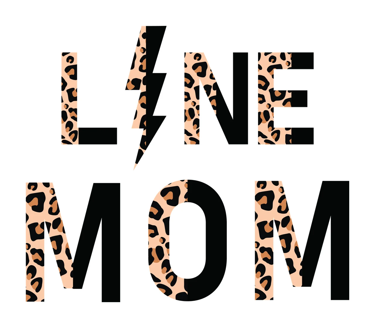 Mom Leopard Lite Mom Text With Lightning Bolt Displaying message