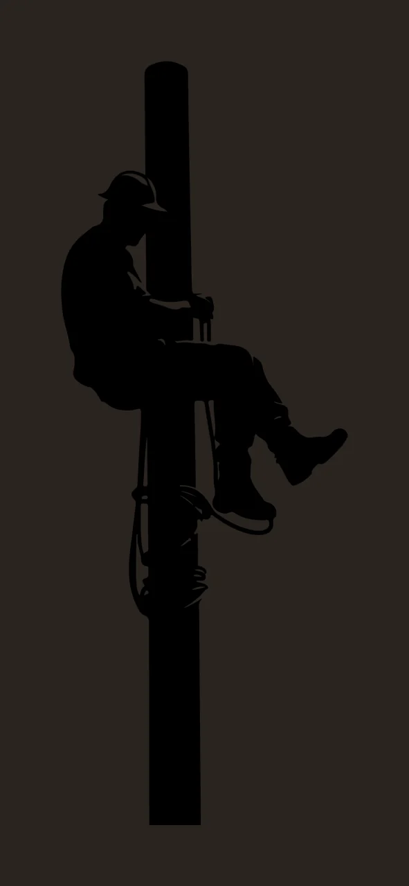 Worker Silhouette On Utility Pole climbing safety gear helmet contrast preview thumbnail