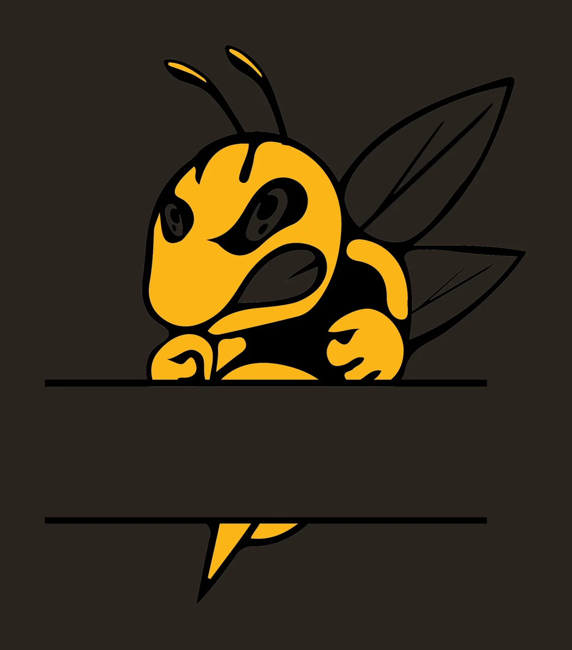 Bee Silhouette With Blank Banner wings black insect frame and white contrast preview thumbnail