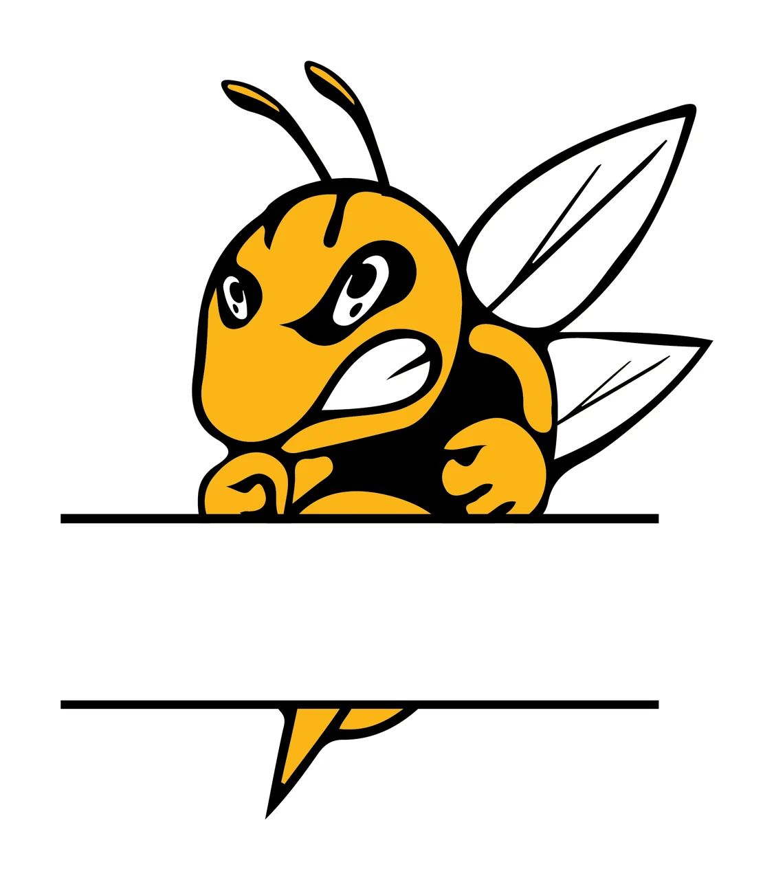 Bee Silhouette With Blank Banner wings black insect frame and white
