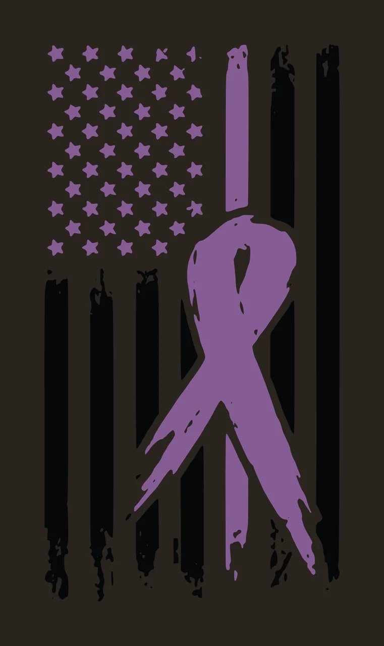 Awareness Flag With Central Ribbon stars distressed black white contrast preview thumbnail