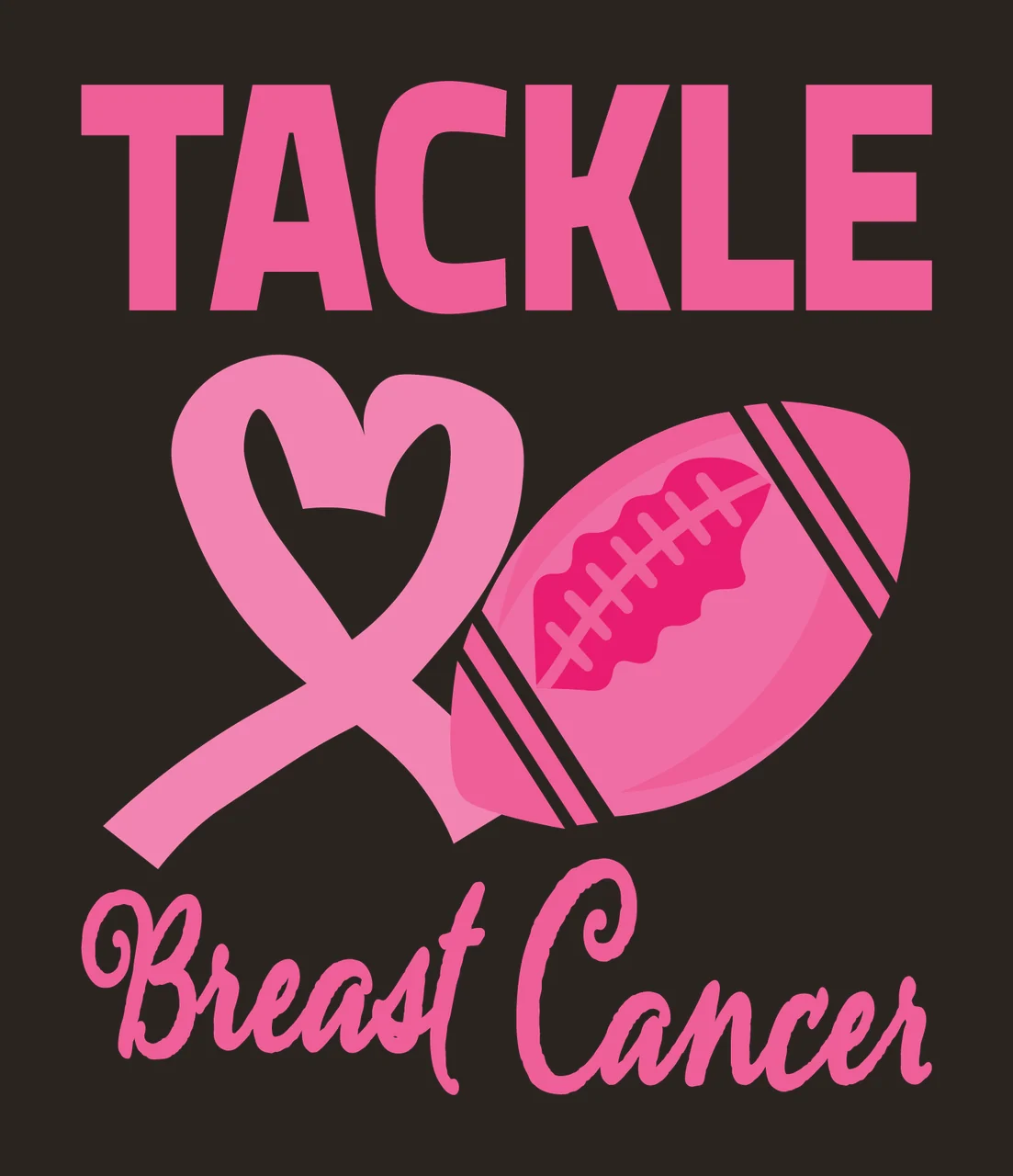 Tackle Breast Cancer Text With Football ribbon heart black contrast preview thumbnail