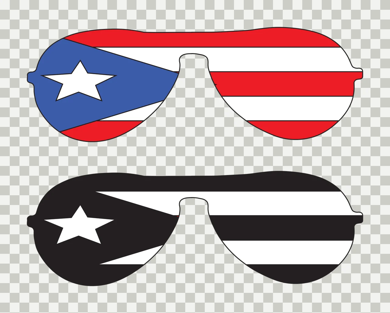 Star And Stripes Pattern Glasses Silhouette minimalist black transparency and detail preview thumbnail