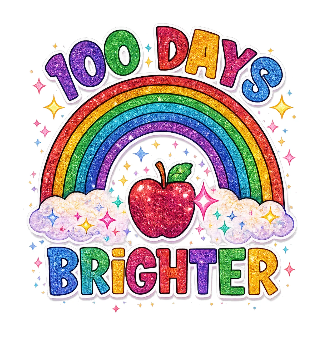100 Days of School Glittery Rainbow Design Sublimation Art