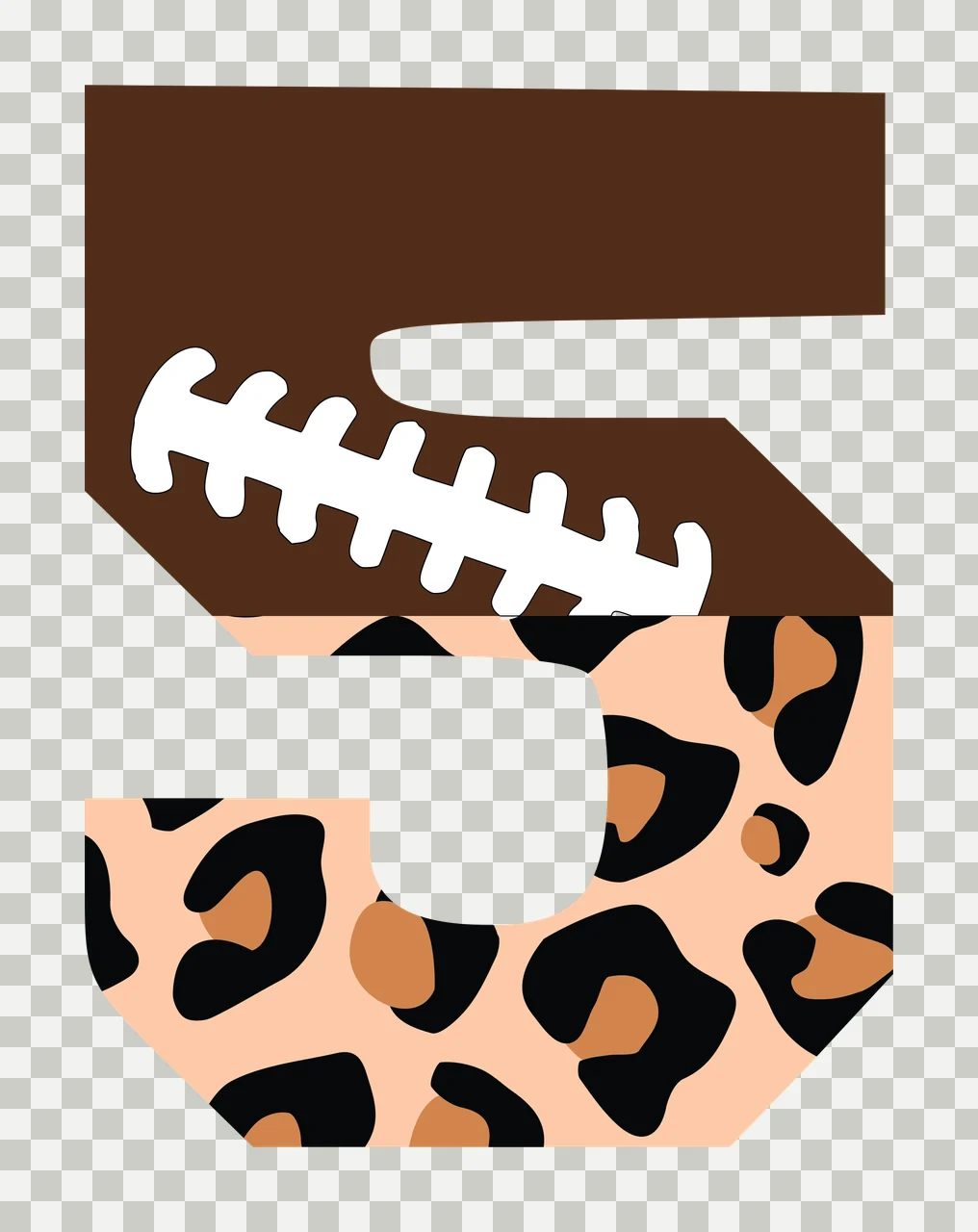 Football Font Half Leopard Character 28 american gridiron touchdown transparency and detail preview thumbnail