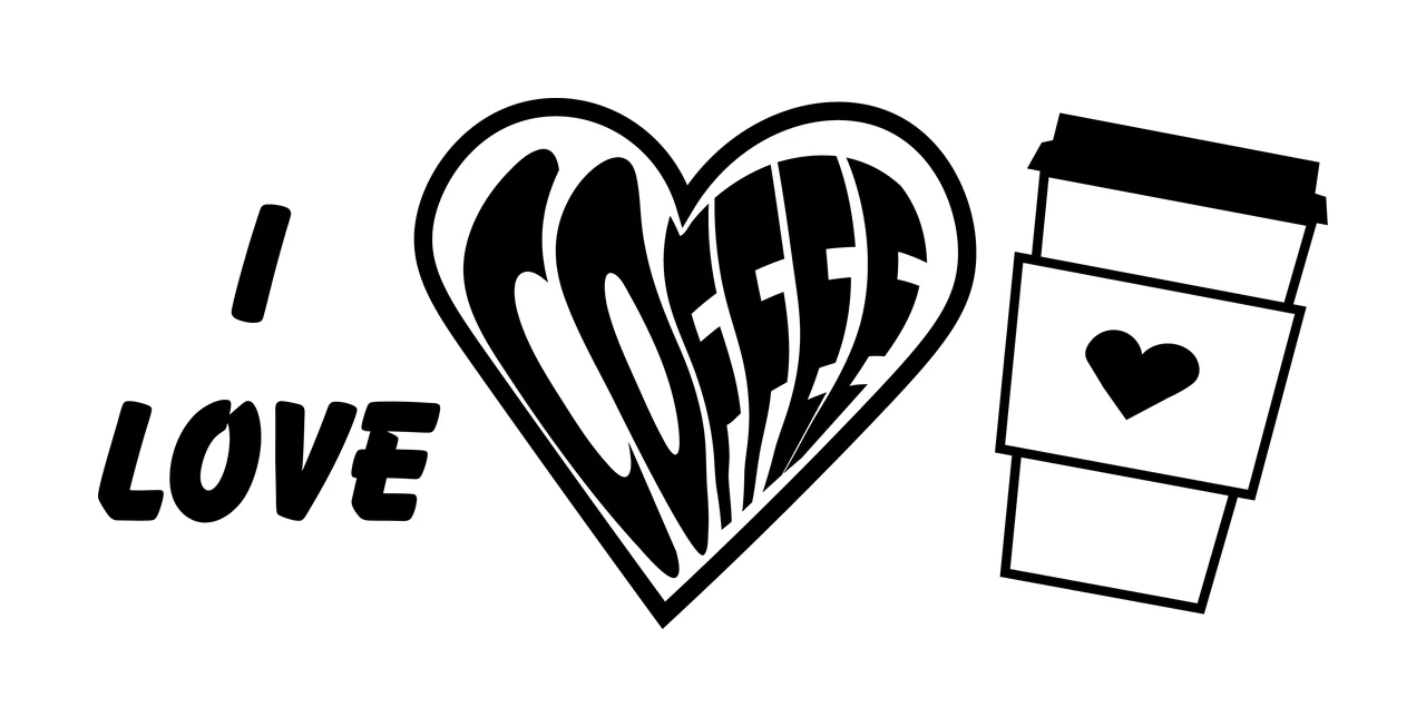 Can Glass Wrap I Love Coffee Heart cup disposable black white