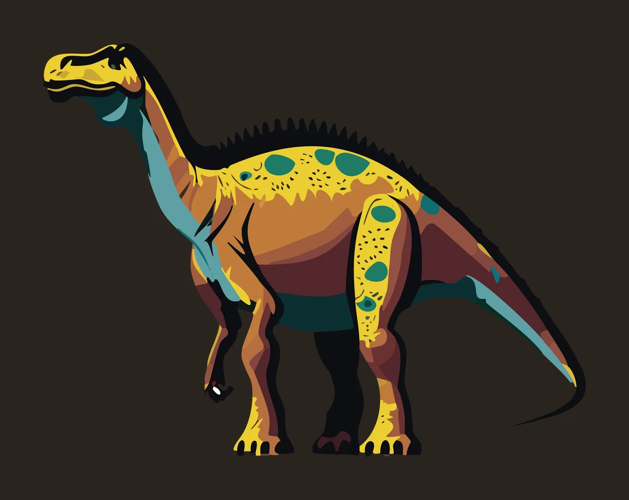 Dinosaur Standing With Spiny Back silhouette black white reptile contrast preview thumbnail