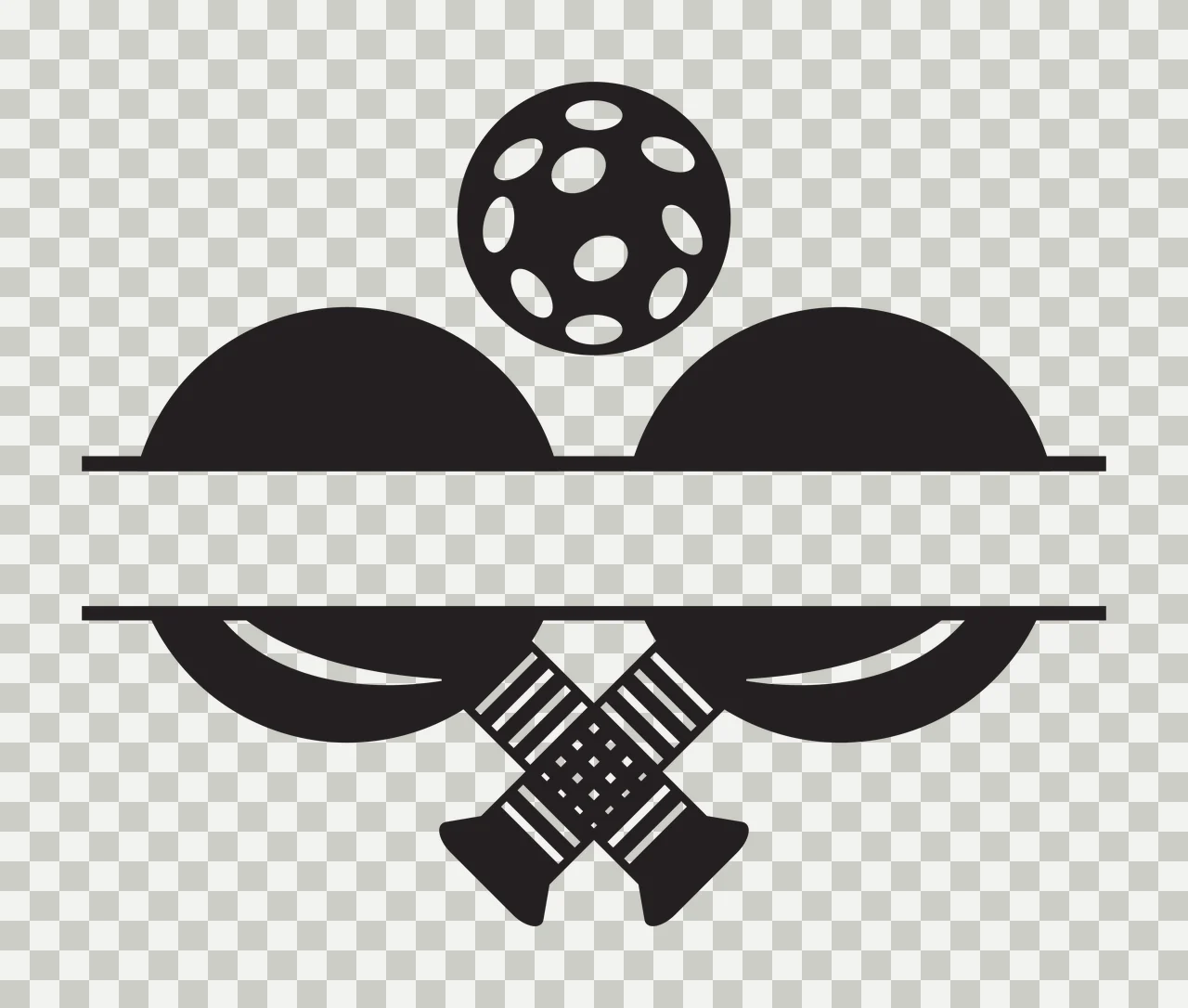 Pickleball Paddles And Ball Monogram Frame crossed silhouette transparency and detail preview thumbnail