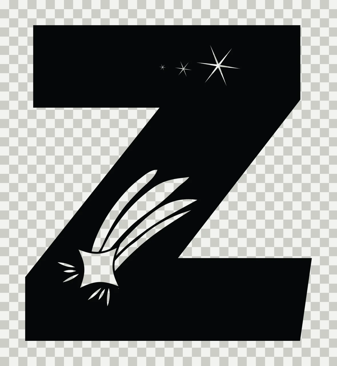 Space Z Letter With Shooting Star transparency and detail preview thumbnail