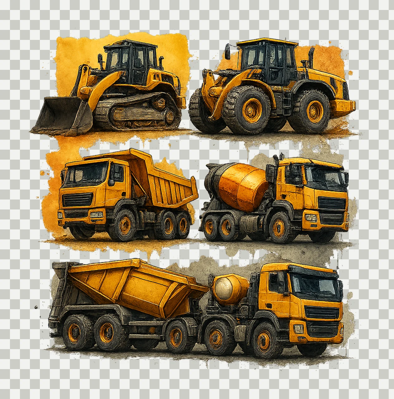 Construction Equipment Vehicles Watercolor Sublimation transparency and detail preview thumbnail